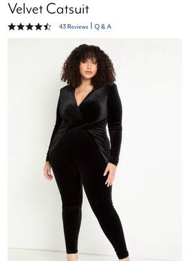 Eloquii Black Velvet Wrap-Front Jumpsuit